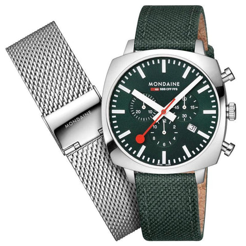 The Watch Boutique Mondaine Grand Cushion Chrono Watch 41mm