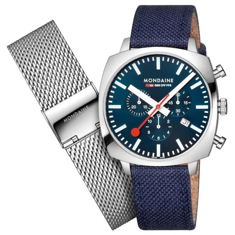 The Watch Boutique Mondaine Grand Cushion Chrono Watch 41mm
