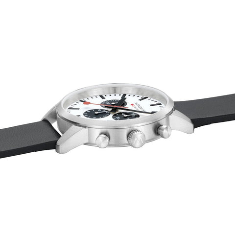 The Watch Boutique Mondaine Neo Black Leather Chrono Watch 41mm