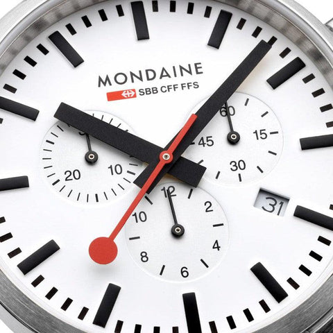 The Watch Boutique Mondaine Neo Black Leather Chrono Watch 41mm