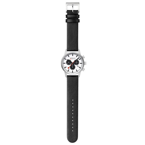 The Watch Boutique Mondaine Neo Black Leather Chrono Watch 41mm