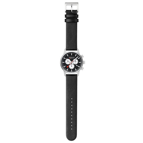 The Watch Boutique Mondaine Neo Black Vegan Leather Chrono Watch 41mm