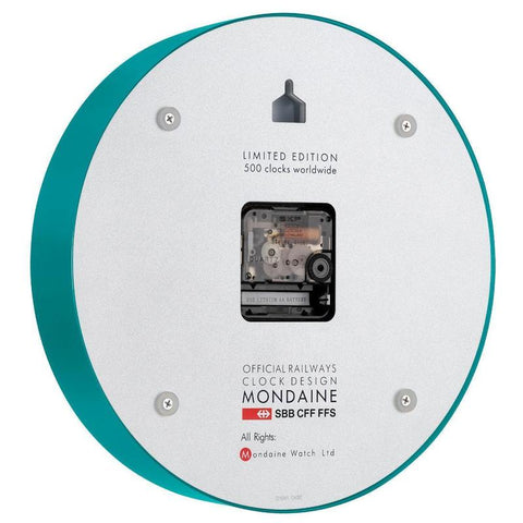Mondaine Official Swiss Railways Teal Limited Edition Wall Clock