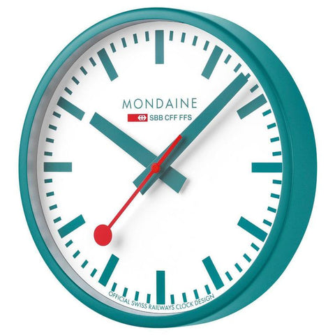 Mondaine Official Swiss Railways Teal Limited Edition Wall Clock