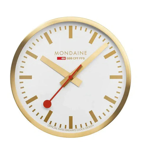 The Watch Boutique Mondaine Wall Clock Gold Tone 25cm