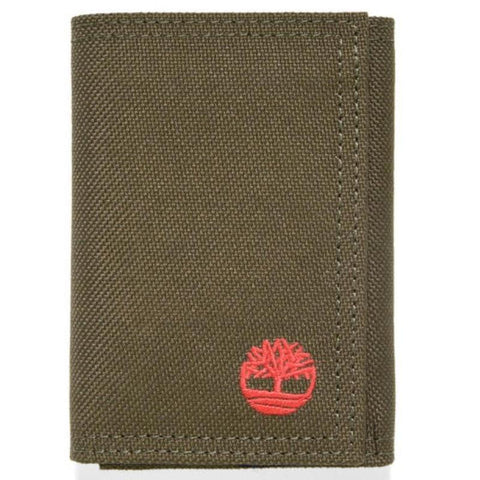 The Watch Boutique Nylon Embroidered Trifold Wallet - Olive