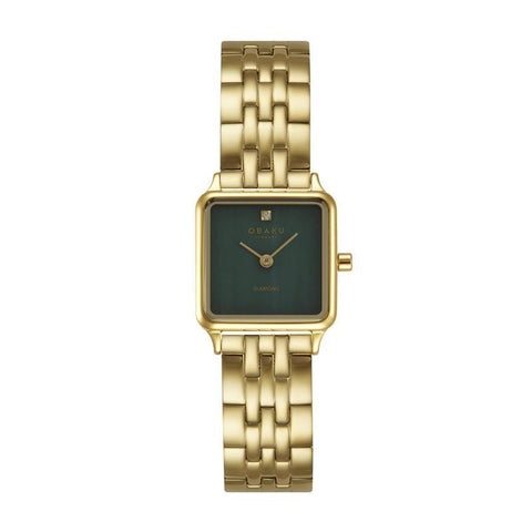 The Watch Boutique Obaku Adamas Sugar - Stainless Steel Gold PVD Strap Black Dial Watch V301LXGESG