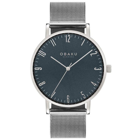 The Watch Boutique Obaku Brink-Cyan Gents 3 Hands Mesh Strap V248GXCLMC