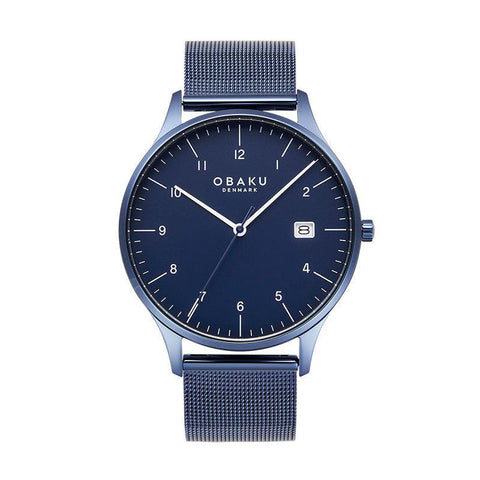 The Watch Boutique Obaku Chia Marine - Blue Dial Stainless Steel Gents Watch V298GDLLML