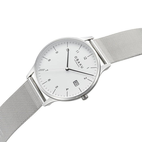 The Watch Boutique Obaku Chia Steel - White Dial Stainless Steel Gents Watch V298GDCWMC