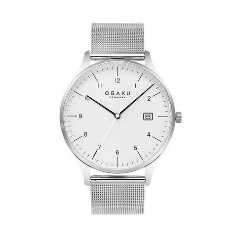 The Watch Boutique Obaku Chia Steel - White Dial Stainless Steel Gents Watch V298GDCWMC