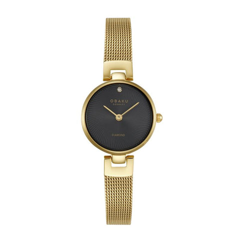 The Watch Boutique Obaku Diamant Petite - Black Dial Stainless Steel Ladies Watch V256SXGBMG