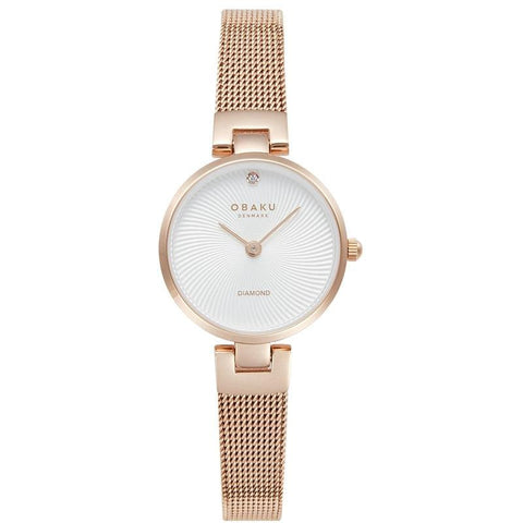 The Watch Boutique Obaku Diamant Petite Rose Gold 24mm Watch - V256SXVIMV