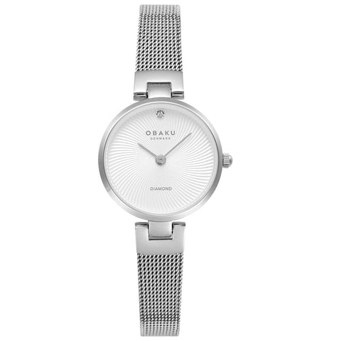 The Watch Boutique Obaku Diamant Petite Steel White 24mm Watch - V256SXCIMC