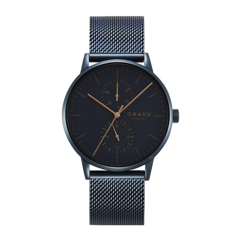 The Watch Boutique Obaku Eik Marine - Black Dial Multifunction Mens Watch V308GMLLML