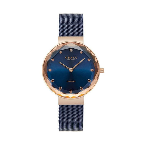 The Watch Boutique Obaku Facet Ocean - Blue Dial Stainless Steel Ladies Watch V300LXVLML