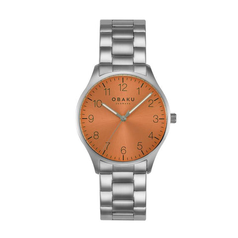 The Watch Boutique Obaku Falke Blonde - Stainless Steel Strap Orange Dial Watch V260GXCYSC-DAF