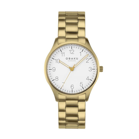 The Watch Boutique Obaku Falke Cider - Stainless Steel Gold PVD Strap White Dial Watch V260GXGWSG-DAF