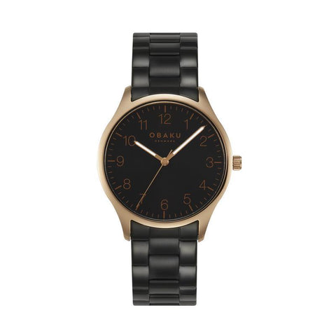 The Watch Boutique Obaku Falke Ink - Stainless Steel Black Dial Watch V260GXVBSB-DAF