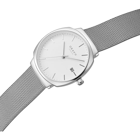 The Watch Boutique Obaku Felt Lille - Steel White Dial Silver Mesh Strap Lds V273LDCWMC