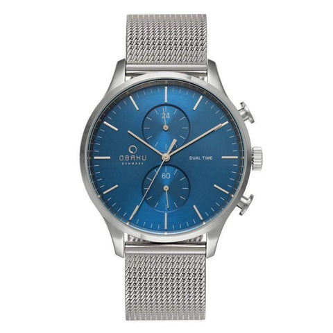 The Watch Boutique Obaku Gran-Cyan Dual Time Mesh Watch V196GUCLMC