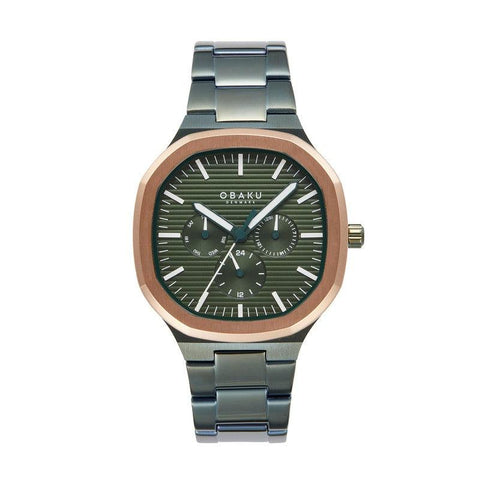 The Watch Boutique Obaku ILD Bottle - Chronograph Green Dial Stainless Steel Watch V275GMEESE