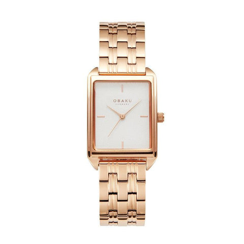The Watch Boutique Obaku Kamille - Fushsia White Dial IP Rose Gold Steel Ladies Watch V293LXVISV