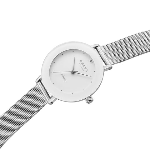 The Watch Boutique Obaku Lilje Steel - White Dial Ladies Watch V299LXCWMC-EJBCW