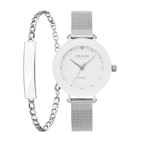 The Watch Boutique Obaku Lilje Steel - White Dial Ladies Watch V299LXCWMC-EJBCW
