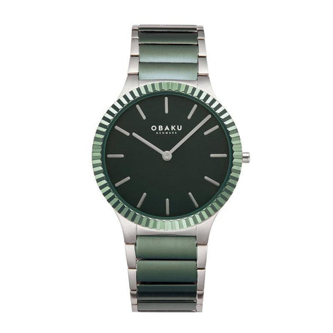 The Watch Boutique Obaku Linje Leaf - Green Dial Stainless Steel Ladies Watch V292GXOESS