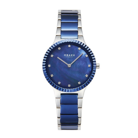 The Watch Boutique Obaku Linje Lille Powder - Blue MOP Dial Stainless Steel Ladies Watch V292LXHLSK