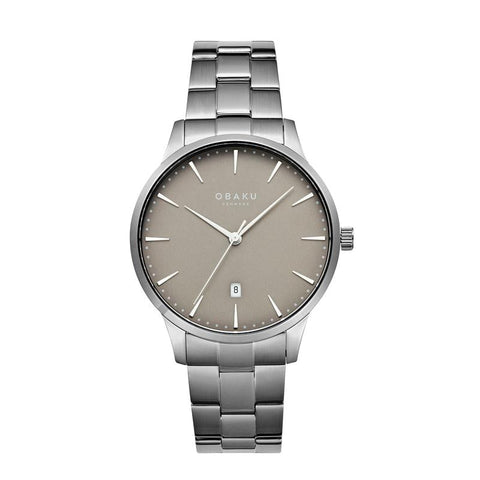 The Watch Boutique Obaku Lyng Stor Smokey - Stainless Steel Strap Grey Dial V247XDUUSU