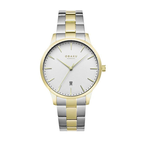 The Watch Boutique Obaku Lyng Stor Two-Tone White 45mm Watch - V247XDGISF