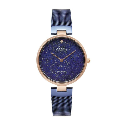 The Watch Boutique Obaku Mineral Ocean - Blue Dial Stainless Steel Ladies Watch V256LHVLML-DLPD
