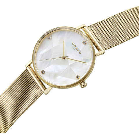 The Watch Boutique Obaku Mosaik Gold 37mm Watch - V268LXGWMG