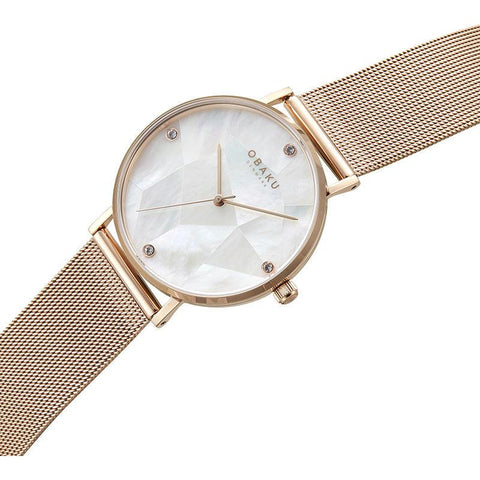 The Watch Boutique Obaku Mosaik Rose White 37mm Watch - V268LXVWMV