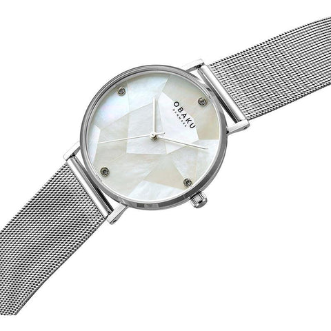 The Watch Boutique Obaku Mosaik Steel White 37mm Watch - V268LXCWMC