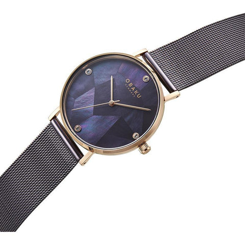The Watch Boutique Obaku Mosaik - Walnut Brown Dial Brown Mesh Strap Lds V268LXVNMN