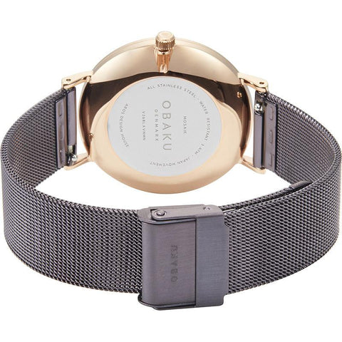 The Watch Boutique Obaku Mosaik - Walnut Brown Dial Brown Mesh Strap Lds V268LXVNMN