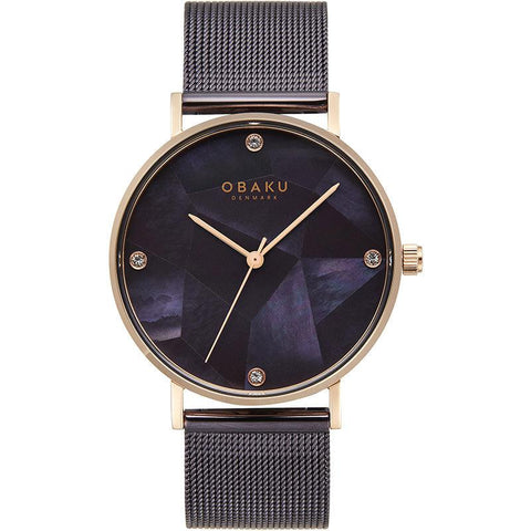 The Watch Boutique Obaku Mosaik - Walnut Brown Dial Brown Mesh Strap Lds V268LXVNMN
