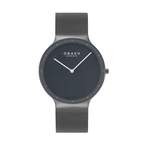 The Watch Boutique Obaku Net Smokey - Black Dial Stainless Steel Mens Watch V307GXUUMU