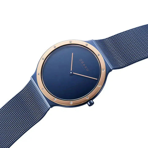 The Watch Boutique Obaku Note Ocean Blue Rose Gold 42mm Watch - V285GXSLML