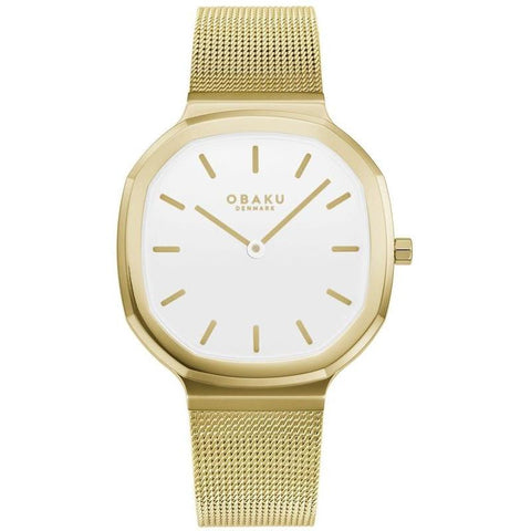 The Watch Boutique Obaku Oktant Lille-Gold White Dial Gold Mesh Strap Lds V253LXGIMG