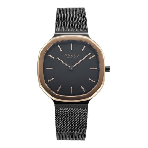 The Watch Boutique Obaku Oktant-Night Mesh Strap Black Dial V253GXMBMB