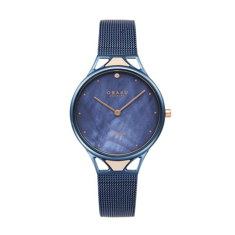The Watch Boutique Obaku Pergament Marine - Blue MOP Dial Stainless Steel Ladies Watch V302LXLLML