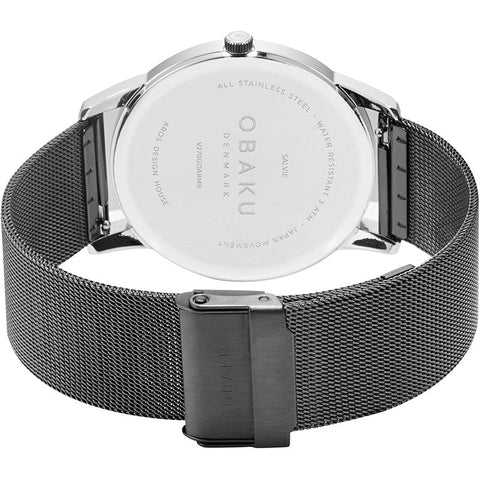 The Watch Boutique Obaku Salvie - Charcoal Gents Black Dial Mesh Strap V270GDABMB