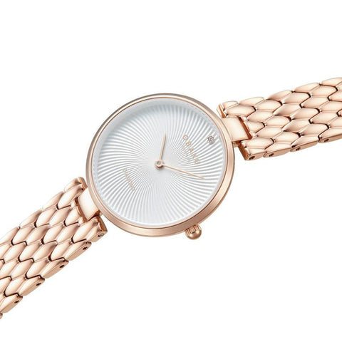 The Watch Boutique Obaku Smykke Fushsia - White Dial Rose Gold Ladies Watch V297LXVISV