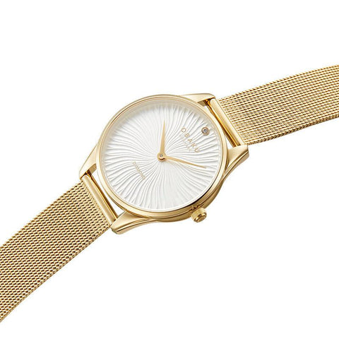 The Watch Boutique Obaku Smykke Gold - White Dial Stainless Steel Ladies Watch V297LXGIMG