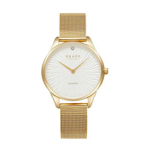 The Watch Boutique Obaku Smykke Gold - White Dial Stainless Steel Ladies Watch V297LXGIMG