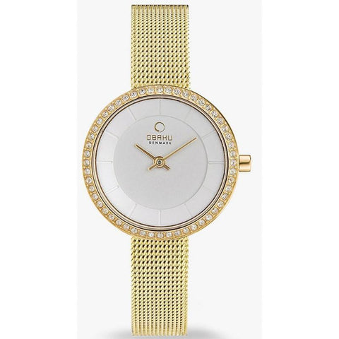 The Watch Boutique Obaku Stille Glimt Gold White 27.1mm Watch - V146LEGIMG